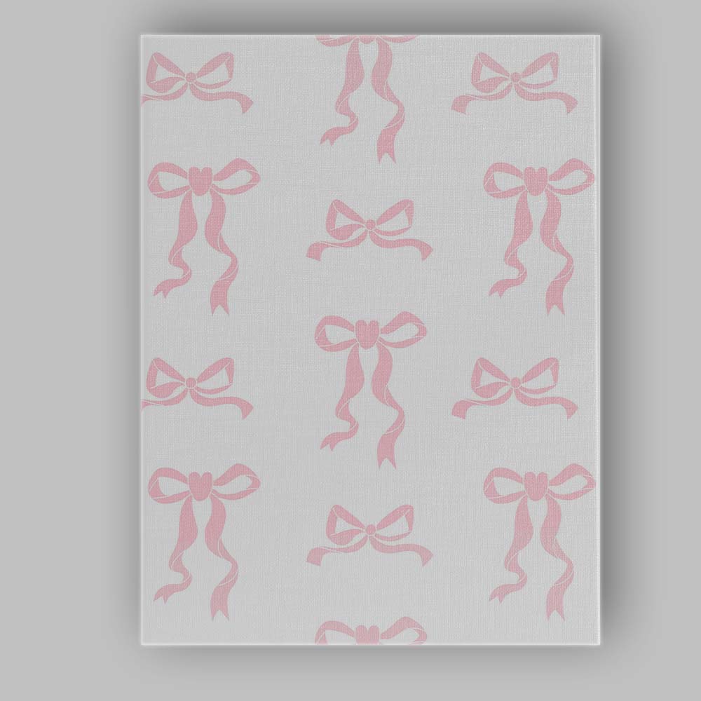 Pastel Pink Ribbon Bow Repeat Pattern Canvas Wall Art Print Decor Picture Ready to Hang