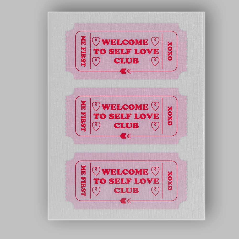 Welcome To Self Love Club Pink Ticket Typography Canvas Wall Art Print Decor Picture Ready to Hang