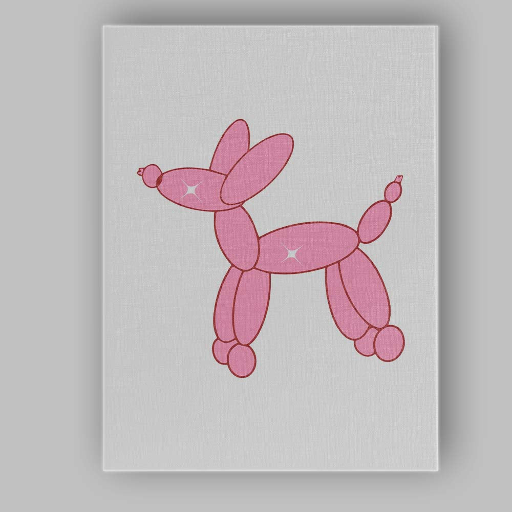 Pink Balloon Dog Minimal Illustration Canvas Wall Art Print Decor Picture Ready to Hang