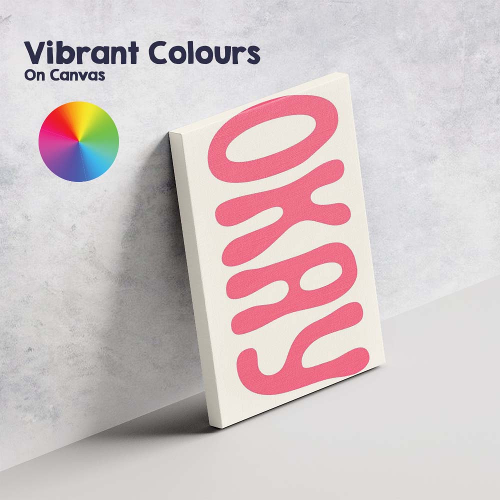 Bold Pink Oasis Retro Typography Minimalist Canvas Wall Art Print Decor Picture Ready to Hang