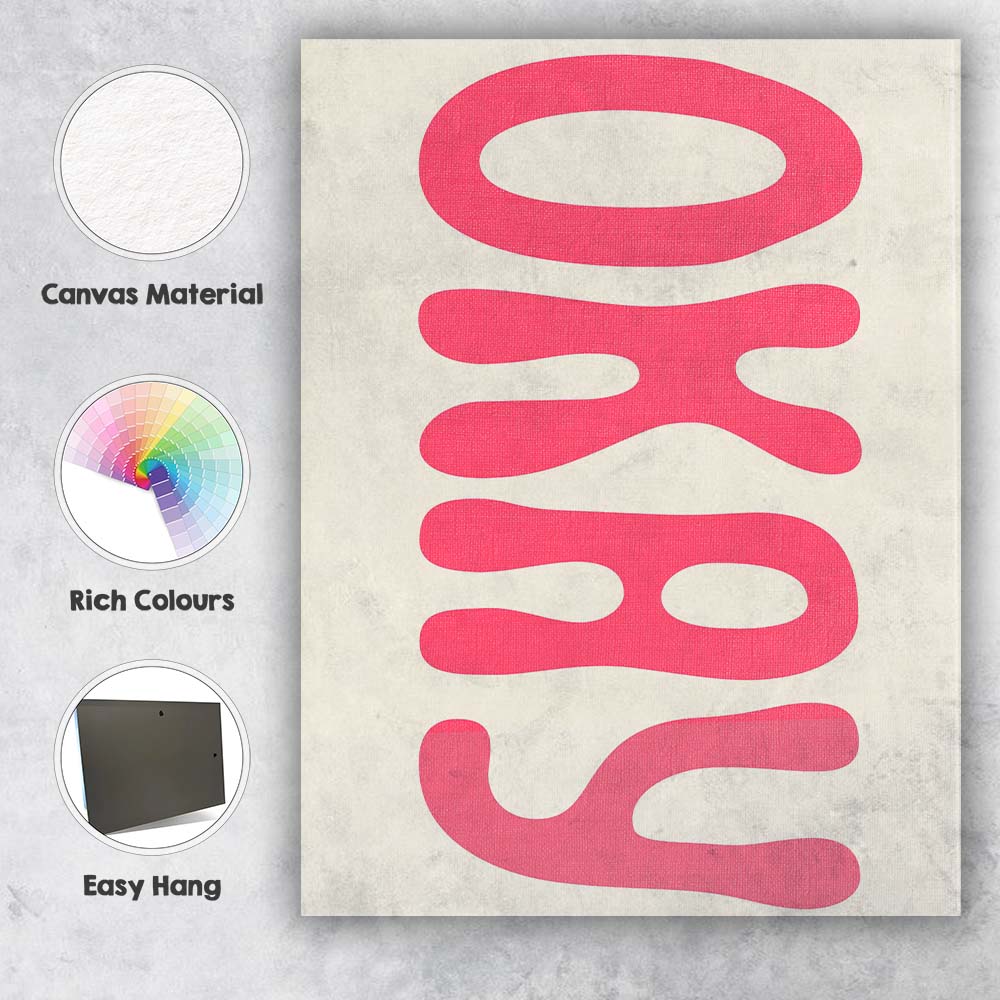 Bold Pink Oasis Retro Typography Minimalist Canvas Wall Art Print Decor Picture Ready to Hang
