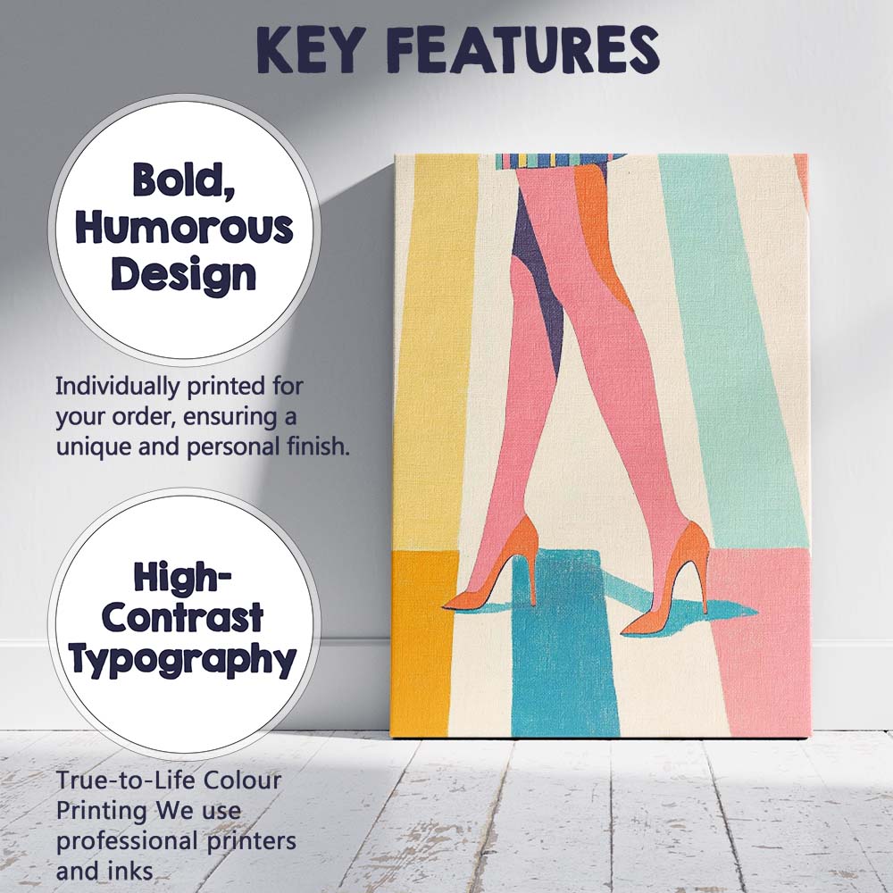 Colourful Fashion Legs High Heel Pop Art Canvas Wall Art Print Decor Picture Ready to Hang