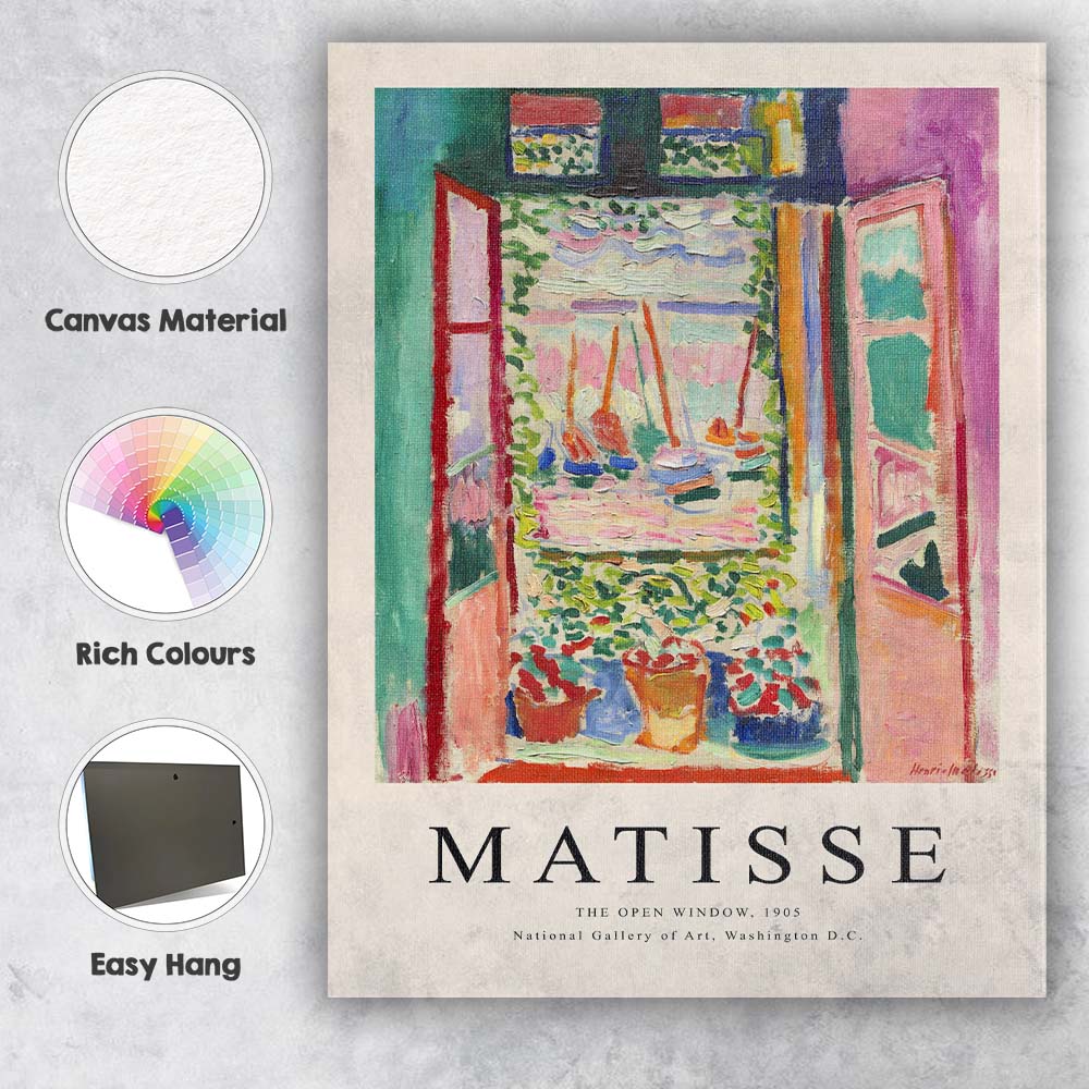 Matisse Open Window Fauvist Harbour Exhibition Canvas Wall Art Print Decor Picture Ready to Hang