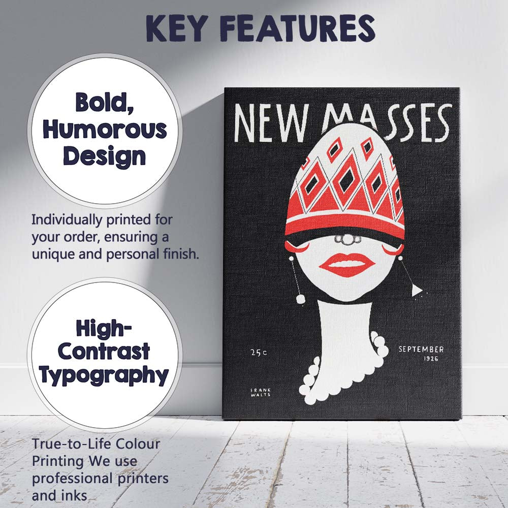 Art Deco New Masses Fashion Magazine Cover Illustration Canvas Wall Art Print Decor Picture Ready to Hang