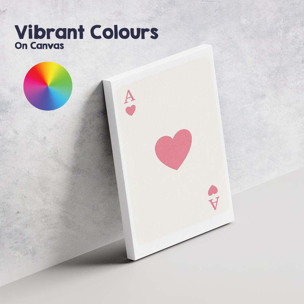Minimalist Pink Heart Playing Card Ace Illustration Canvas Wall Art Print Decor Picture Ready to Hang