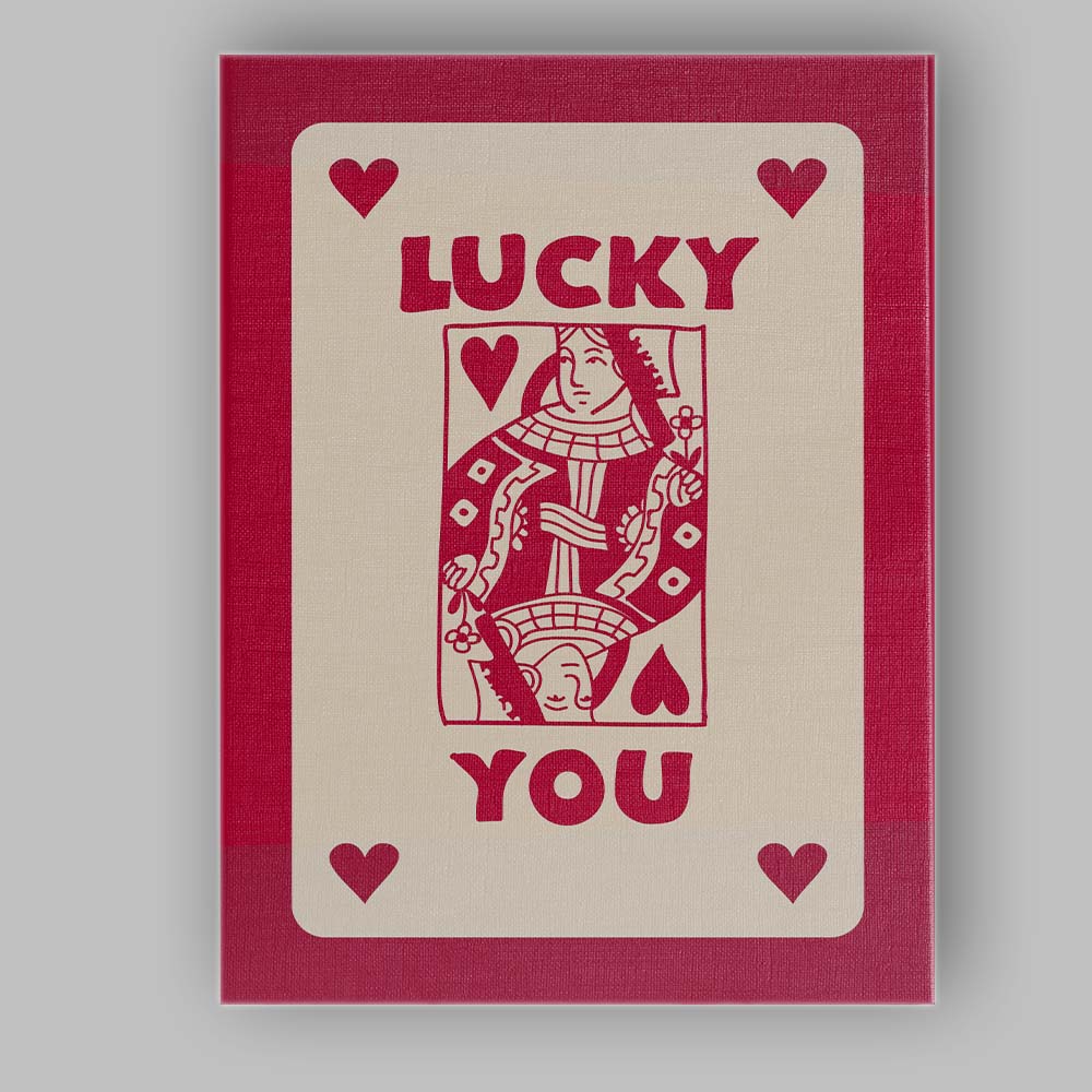 Lucky You Playing Card Love Typography Red Edition Canvas Wall Art Print Decor Picture Ready to Hang