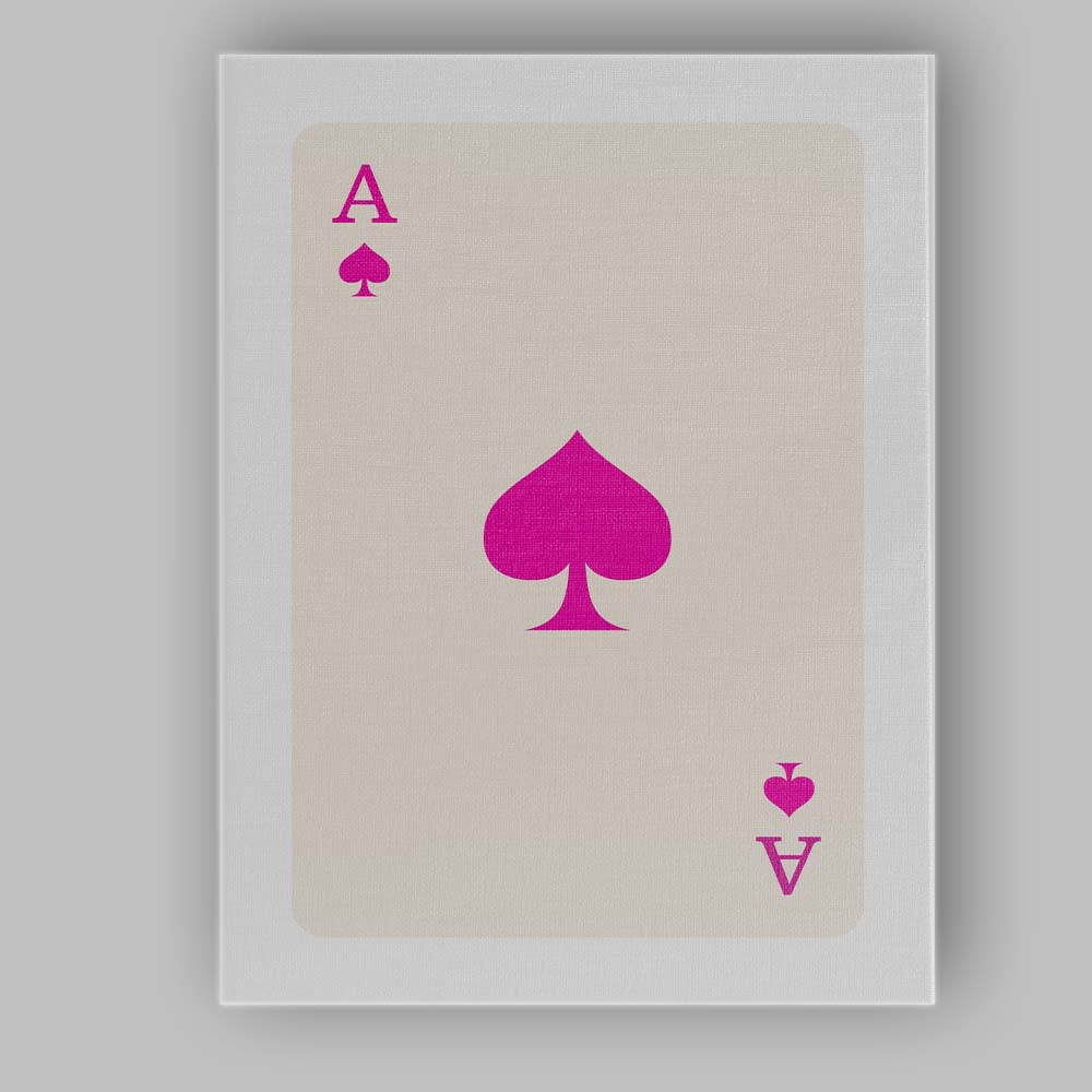 Minimalist Bright Pink Spade Playing Card Ace Illustration Canvas Wall Art Print Decor Picture Ready to Hang