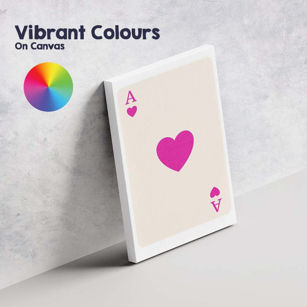 Minimalist Magenta Heart Playing Card Ace Illustration Canvas Wall Art Print Decor Picture Ready to Hang