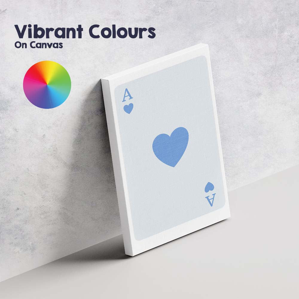 Minimalist Pastel Blue Heart Playing Card Ace Illustration Canvas Wall Art Print Decor Picture Ready to Hang