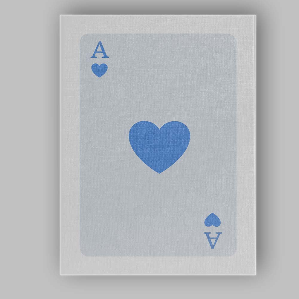 Minimalist Pastel Blue Heart Playing Card Ace Illustration Canvas Wall Art Print Decor Picture Ready to Hang