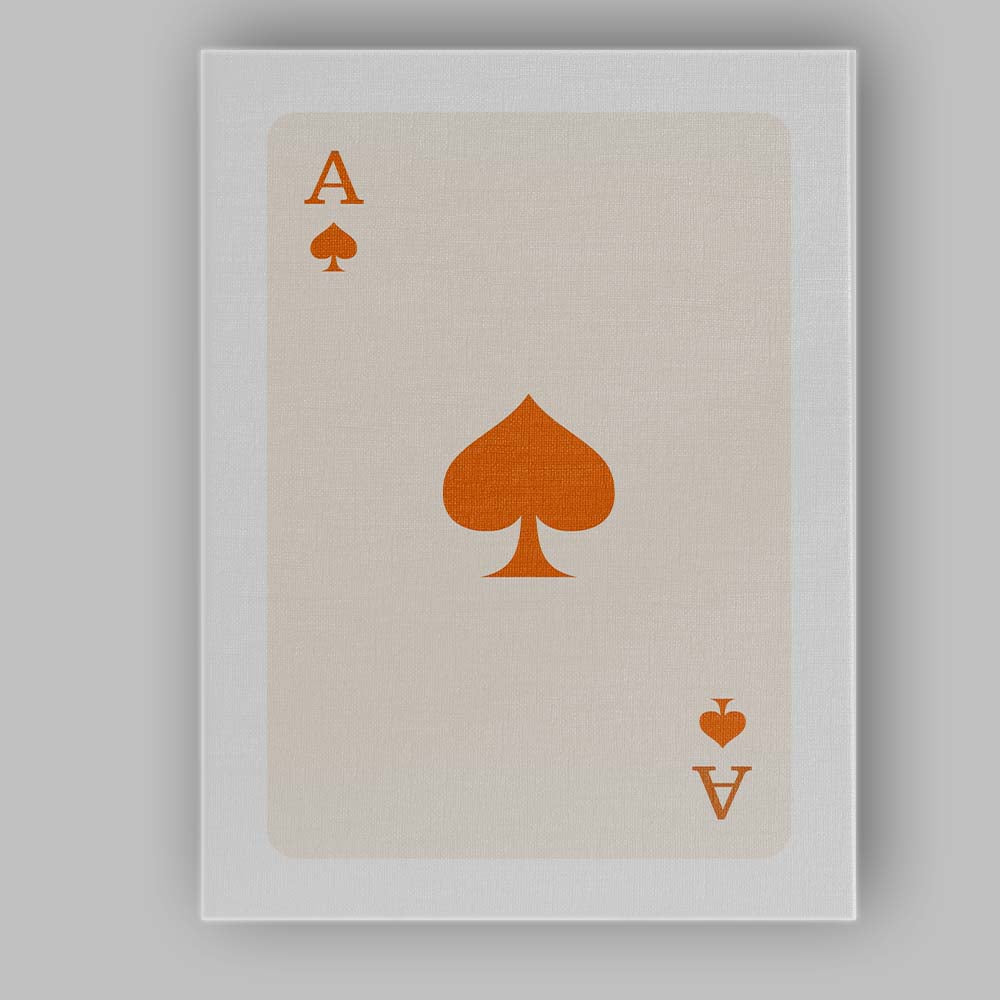 Minimalist Burnt Orange Spade Playing Card Ace Illustration Canvas Wall Art Print Decor Picture Ready to Hang