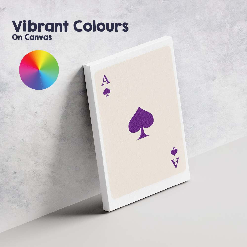 Minimalist Purple Spade Playing Card Ace Illustration Canvas Wall Art Print Decor Picture Ready to Hang