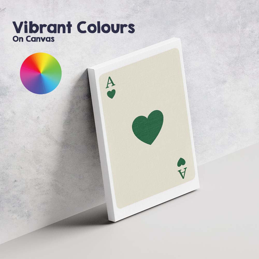 Minimalist Forest Green Heart Playing Card Ace Illustration Canvas Wall Art Print Decor Picture Ready to Hang