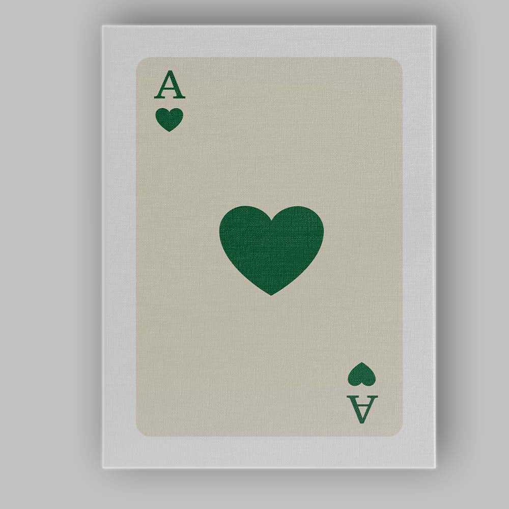 Minimalist Forest Green Heart Playing Card Ace Illustration Canvas Wall Art Print Decor Picture Ready to Hang