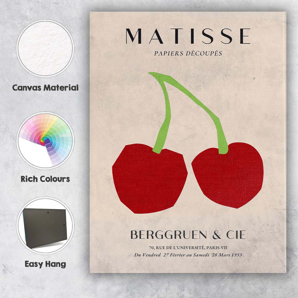 Henri Matisse Red Cherry Papercut Exhibition Poster Canvas Wall Art Print Decor Picture Ready to Hang