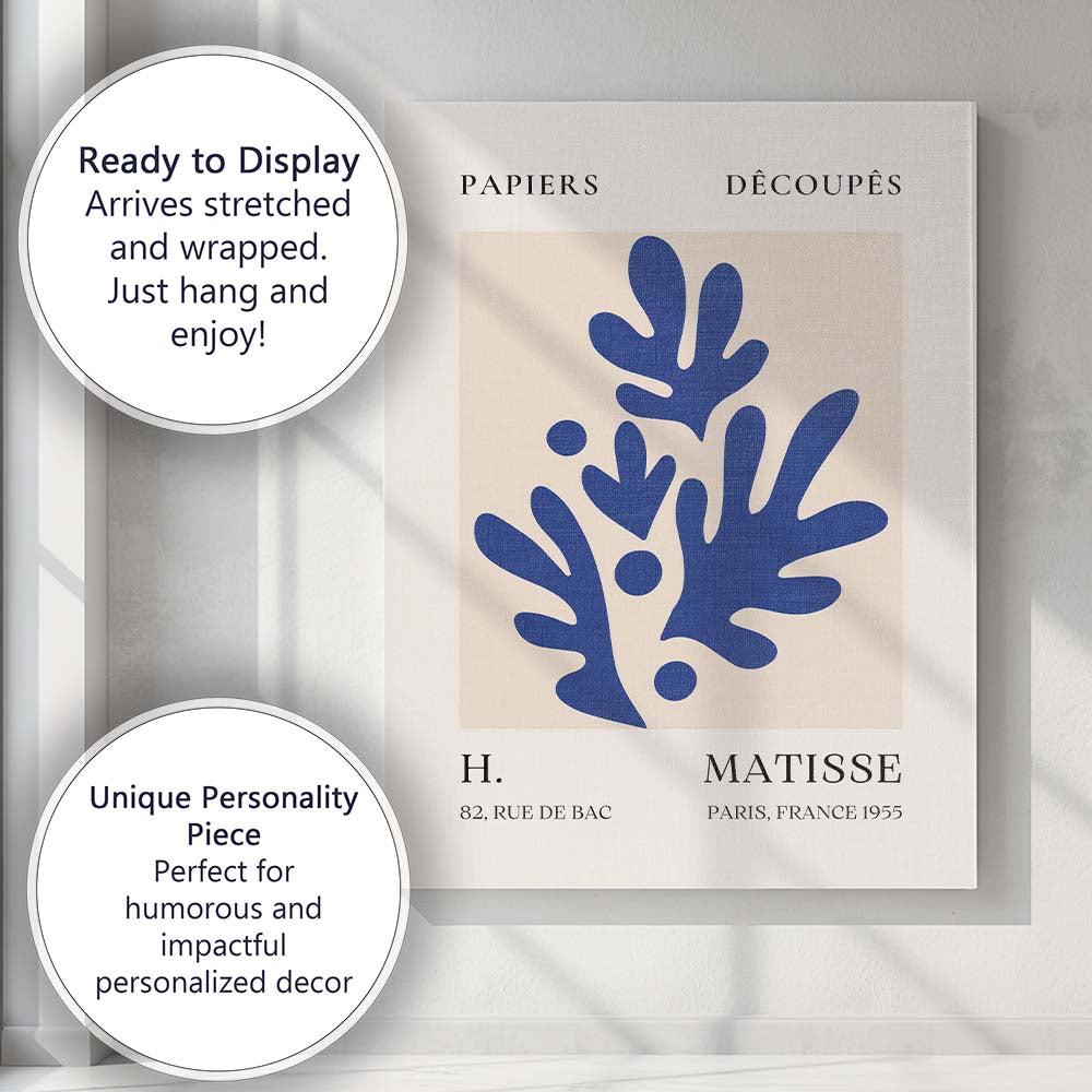Henri Matisse Blue Botanical Papercut Abstract Exhibition Poster Canvas Wall Art Print Decor Picture Ready to Hang