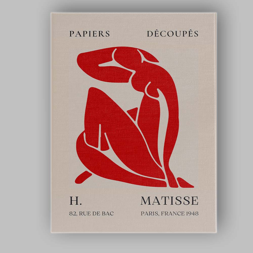 Henri Matisse Red Abstract Seated Figure Papercut Exhibition Poster Canvas Wall Art Print Decor Picture Ready to Hang