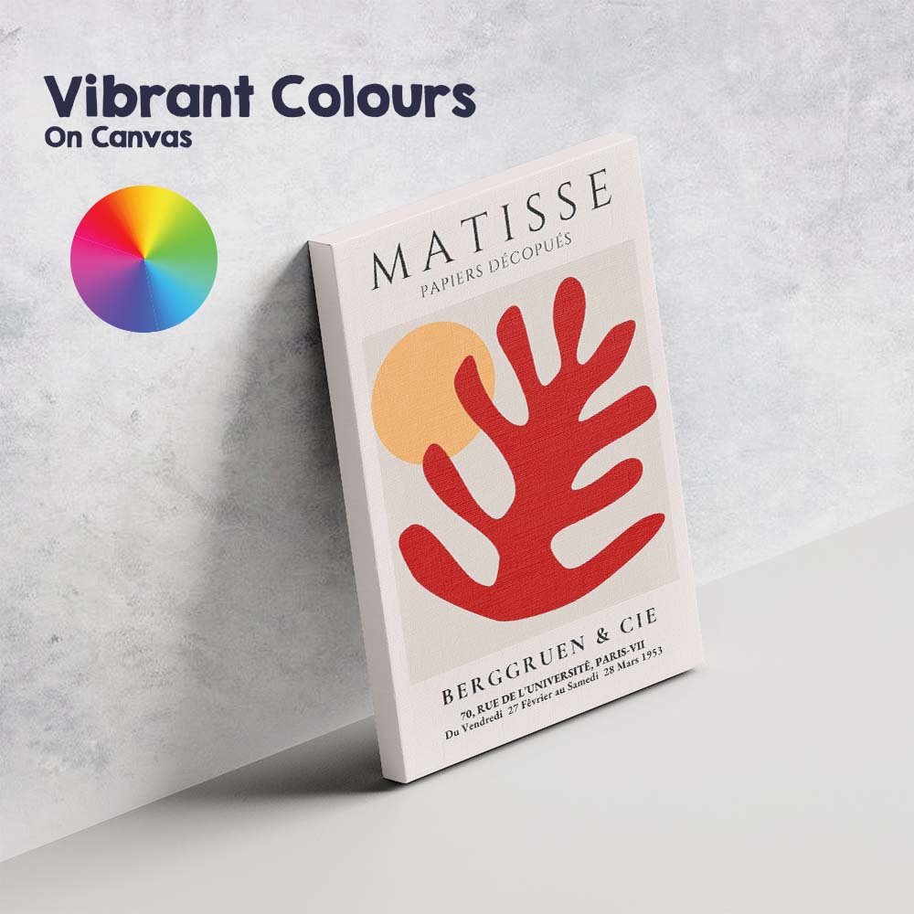 Abstract Red Matisse Paper Cut Botanical Leaf Exhibition Poster Canvas Wall Art Print Decor Picture Ready to Hang