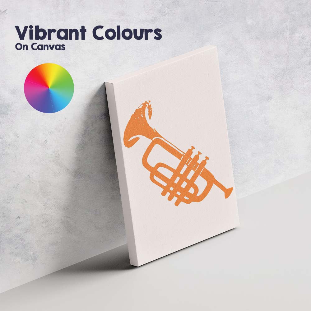 Minimalist Orange Trumpet Silhouette Contemporary Music Canvas Wall Art Print Decor Picture Ready to Hang