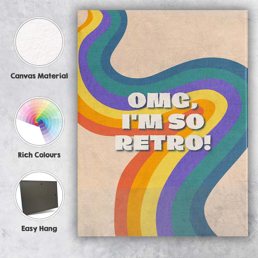 Retro Rainbow Wavy Typography Motivational Quote Poster Canvas Wall Art Print Decor Picture Ready to Hang