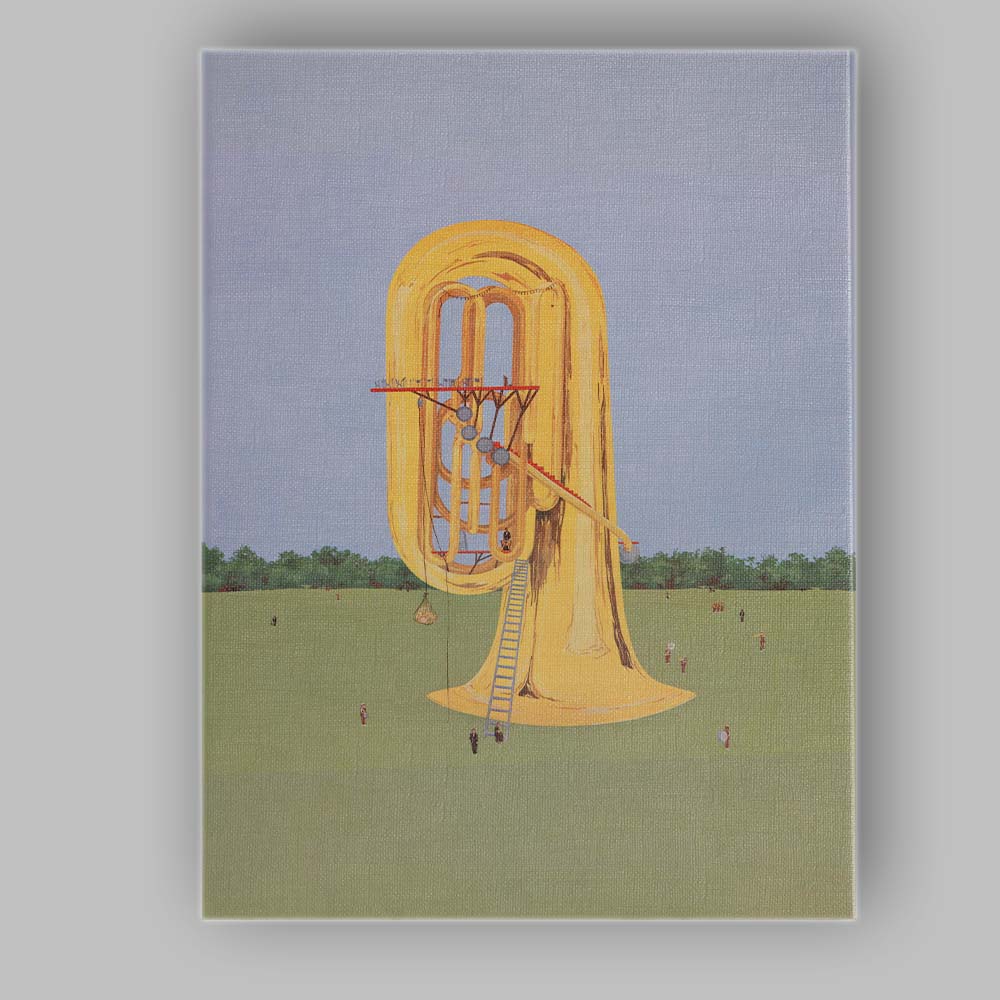 Surreal Giant Tuba Landscape Fantasy Illustration Canvas Wall Art Print Decor Picture Ready to Hang