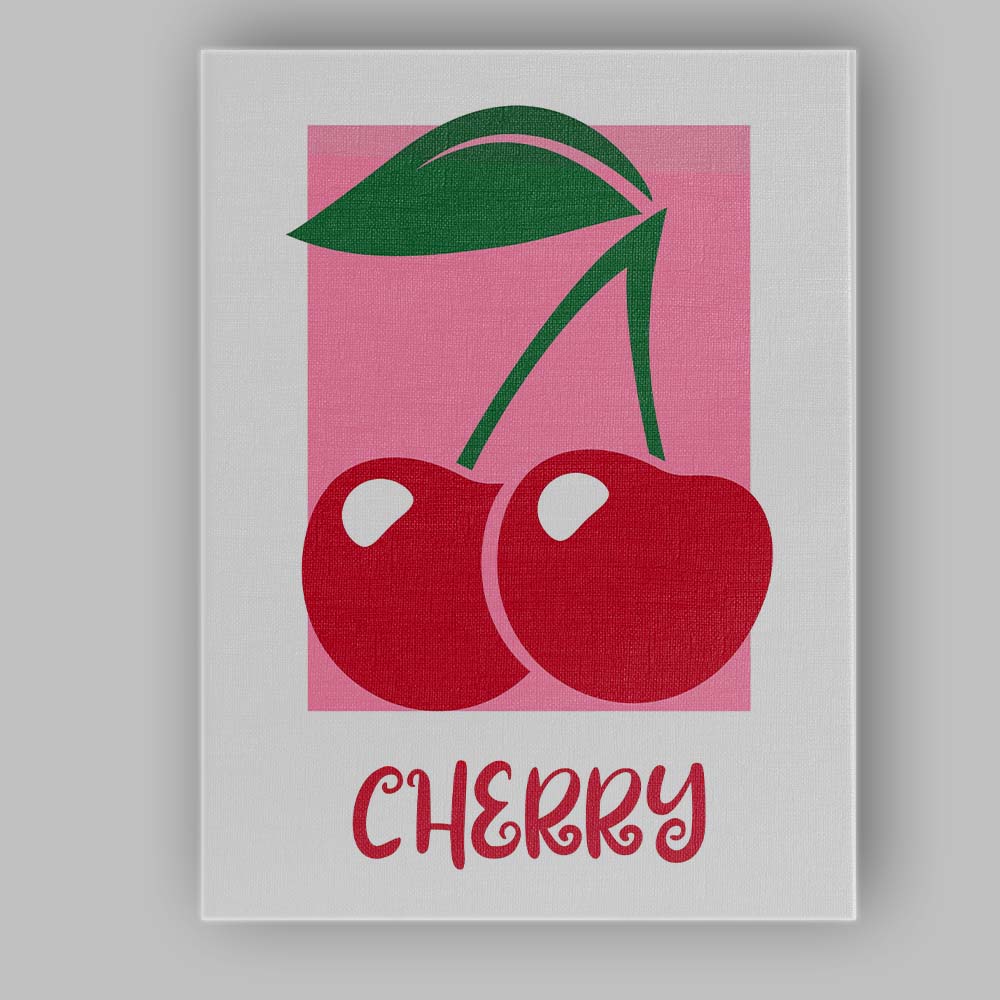 Minimalist Red Cherry Fruit Pop Art Illustration Canvas Wall Art Print Decor Picture Ready to Hang
