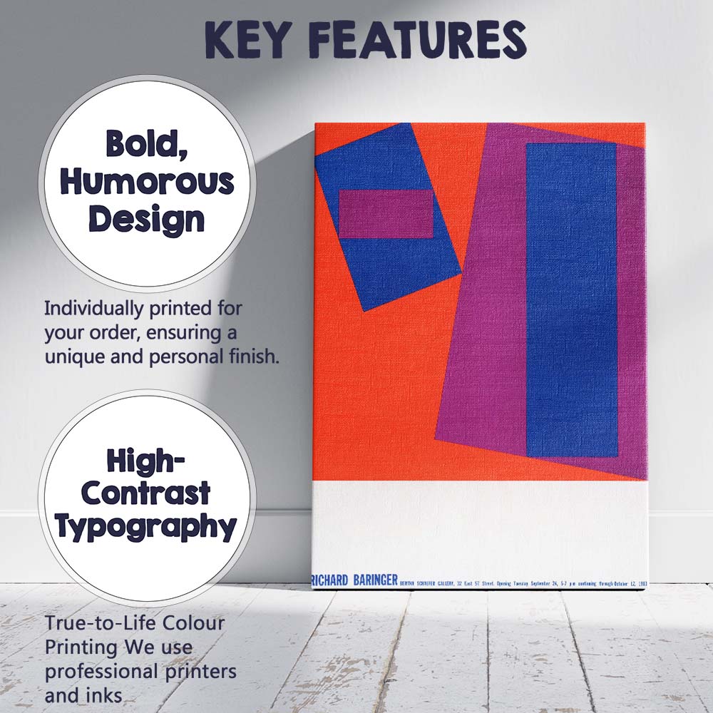 Bold Abstract Geometric Blue Purple Orange Shapes Canvas Wall Art Print Decor Picture Ready to Hang