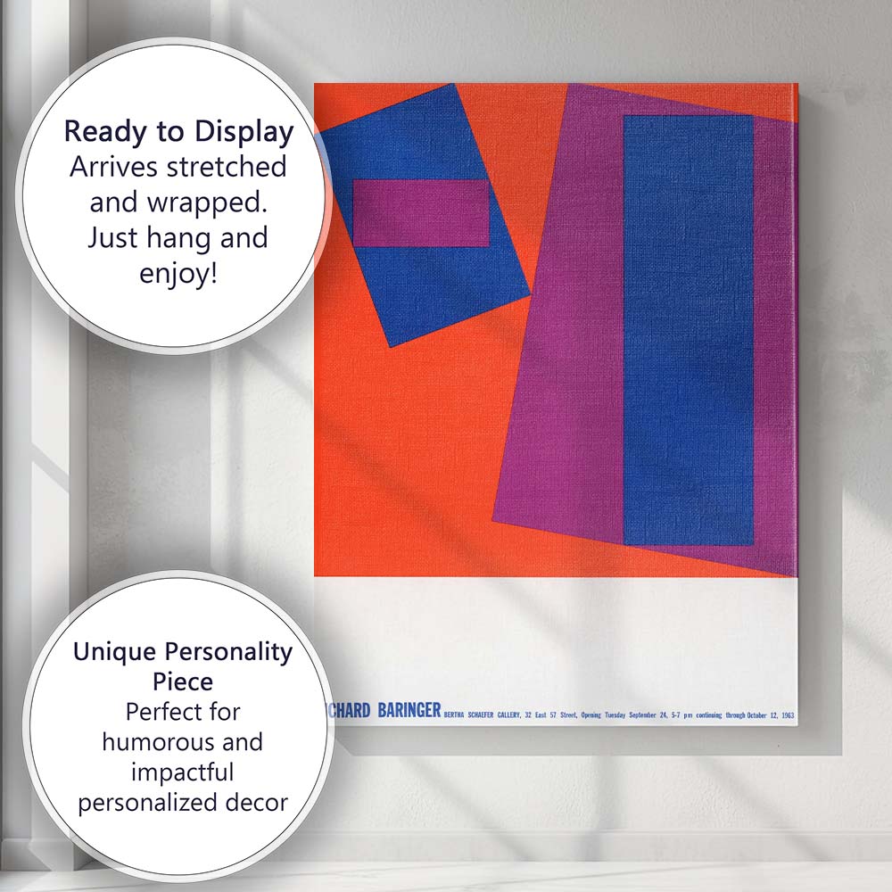 Bold Abstract Geometric Blue Purple Orange Shapes Canvas Wall Art Print Decor Picture Ready to Hang