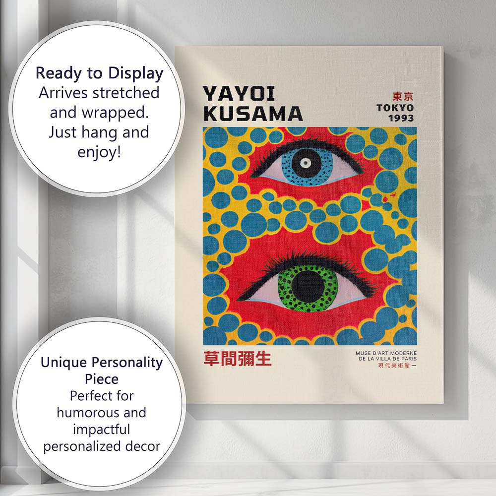 Colourful Pop Art Eyes Yayoi Kusama Exhibition Poster Canvas Wall Art Print Decor Picture Ready to Hang