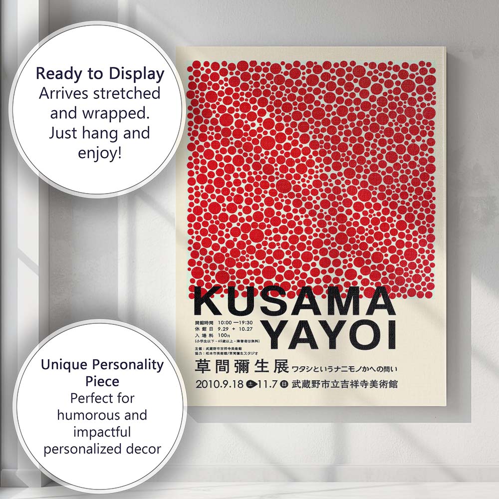 Red Polka Dot Abstract Yayoi Kusama Museum Exhibition Poster Canvas Wall Art Print Decor Picture Ready to Hang