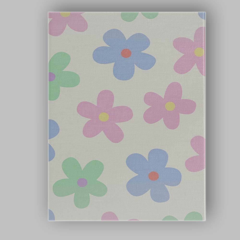 Pastel Retro Daisy Floral Repeat Pattern Canvas Wall Art Print Decor Picture Ready to Hang