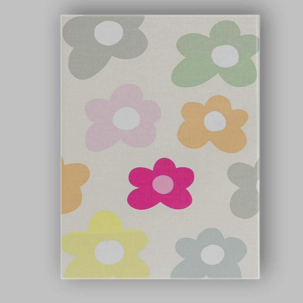 Pastel Retro Floral Daisy Repeat Pattern Canvas Wall Art Print Decor Picture Ready to Hang