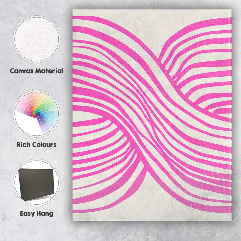 Abstract Pink Wavy Stripe Minimalist Pattern Canvas Wall Art Print Decor Picture Ready to Hang