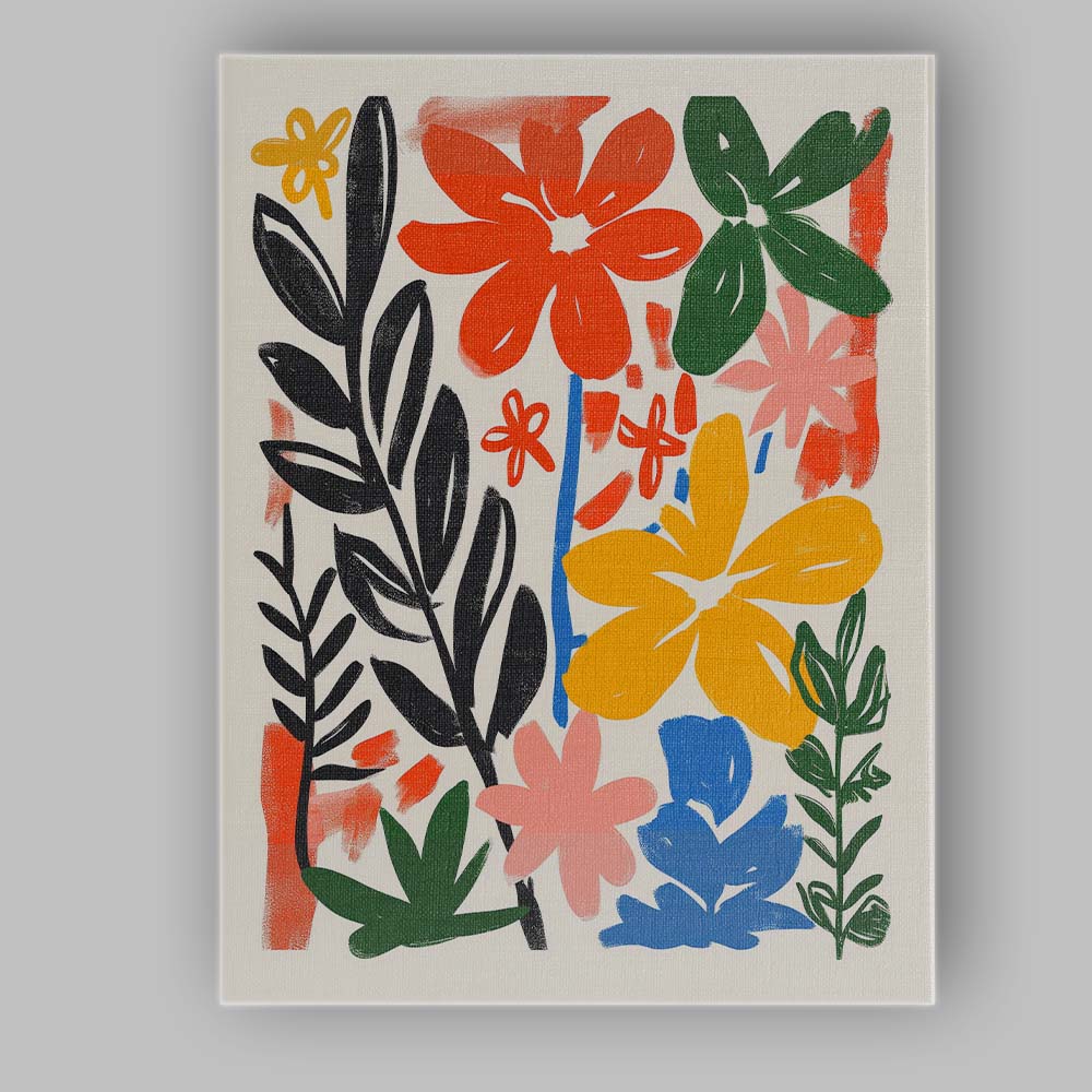 Colourful Modern Botanical Floral Abstract Illustration Canvas Wall Art Print Decor Picture Ready to Hang