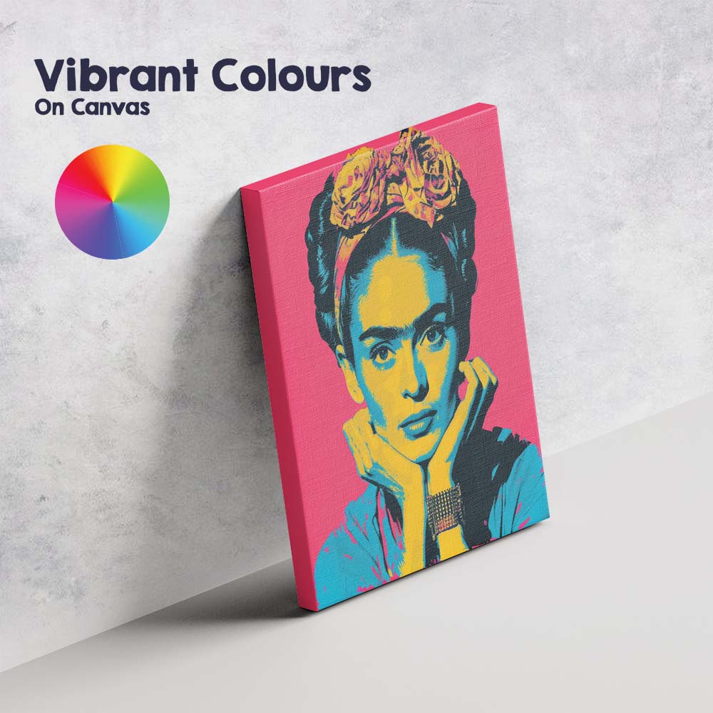 Vibrant Pop Art Frida Kahlo Portrait Canvas Wall Art Print Decor Picture Ready to Hang