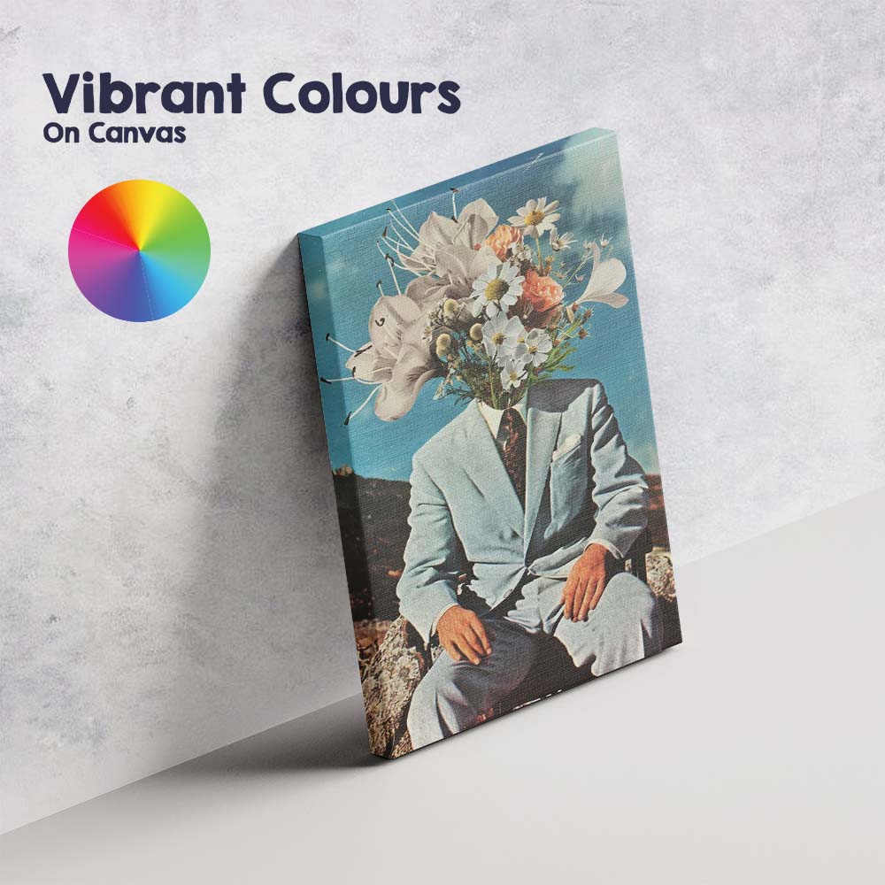Surreal Floral Head Gentleman Portrait Collage Canvas Wall Art Print Decor Picture Ready to Hang