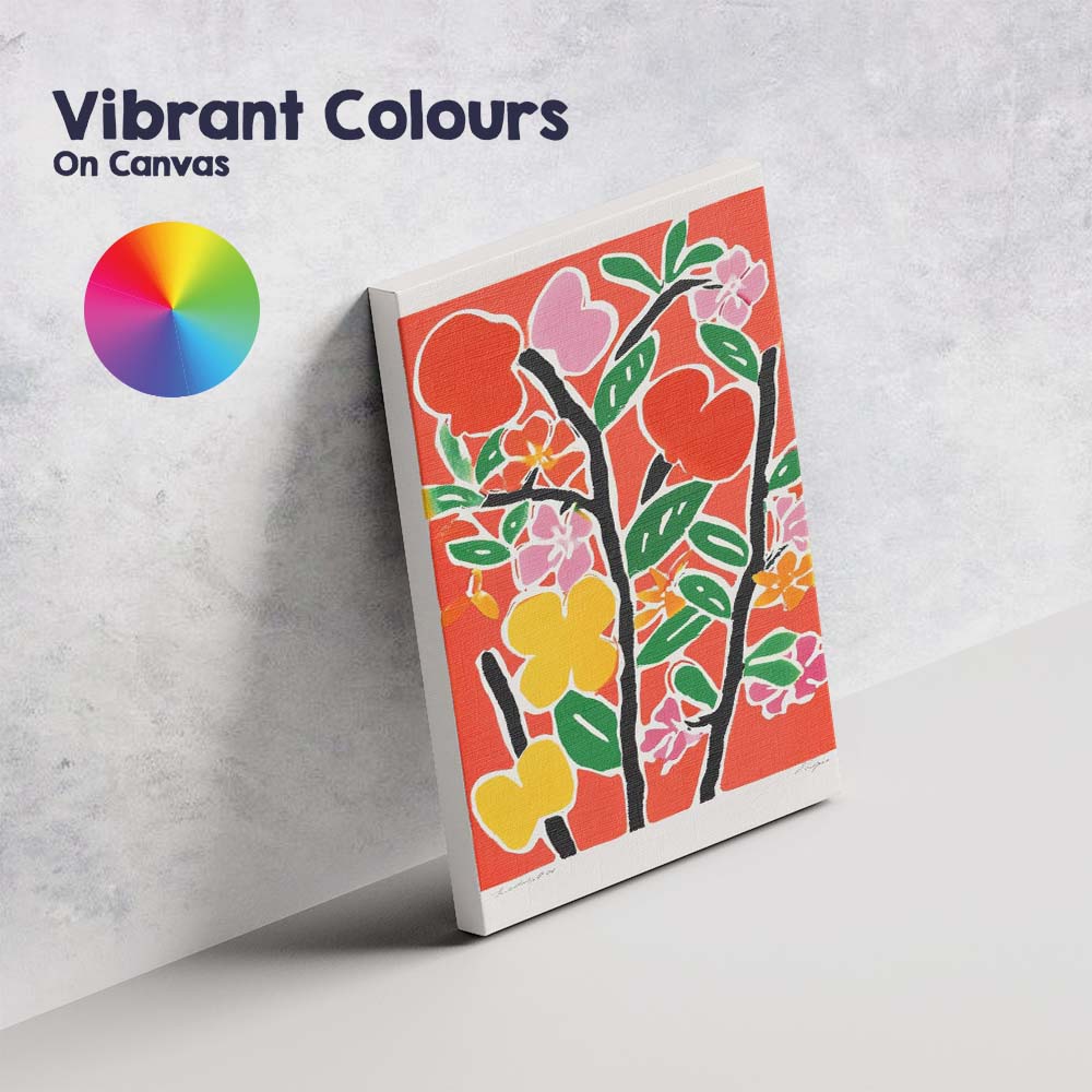 Abstract Colourful Floral Botanical Branch Illustration Canvas Wall Art Print Decor Picture Ready to Hang