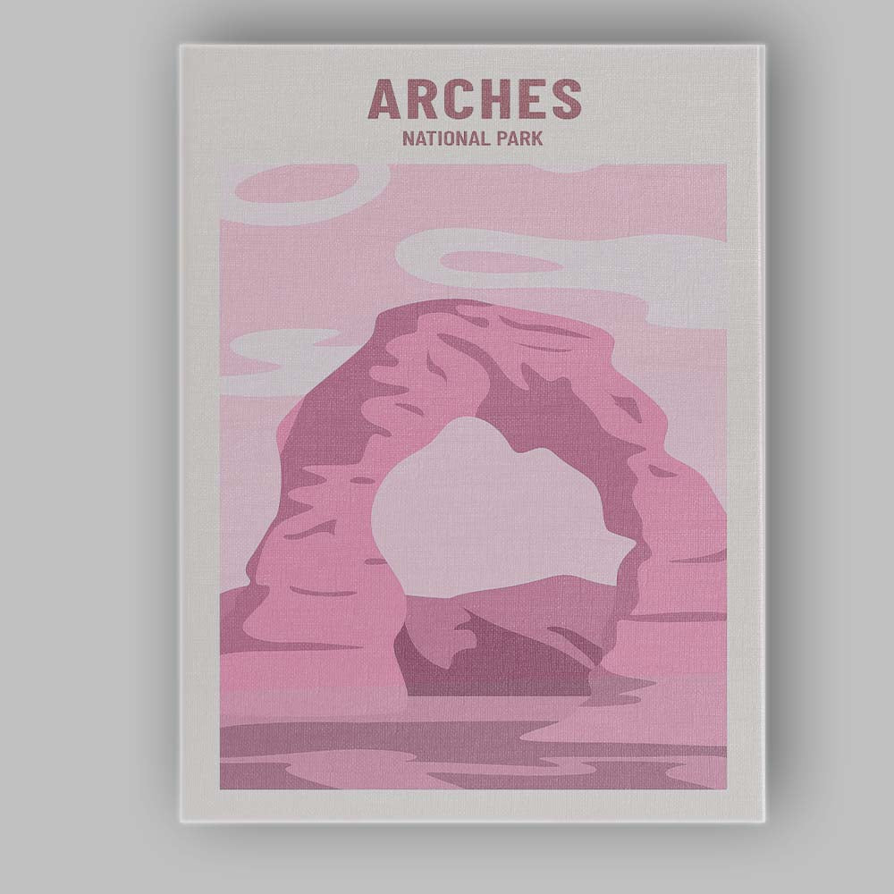 Pink Arches National Park Desert Landscape Travel Poster Canvas Wall Art Print Decor Picture Ready to Hang