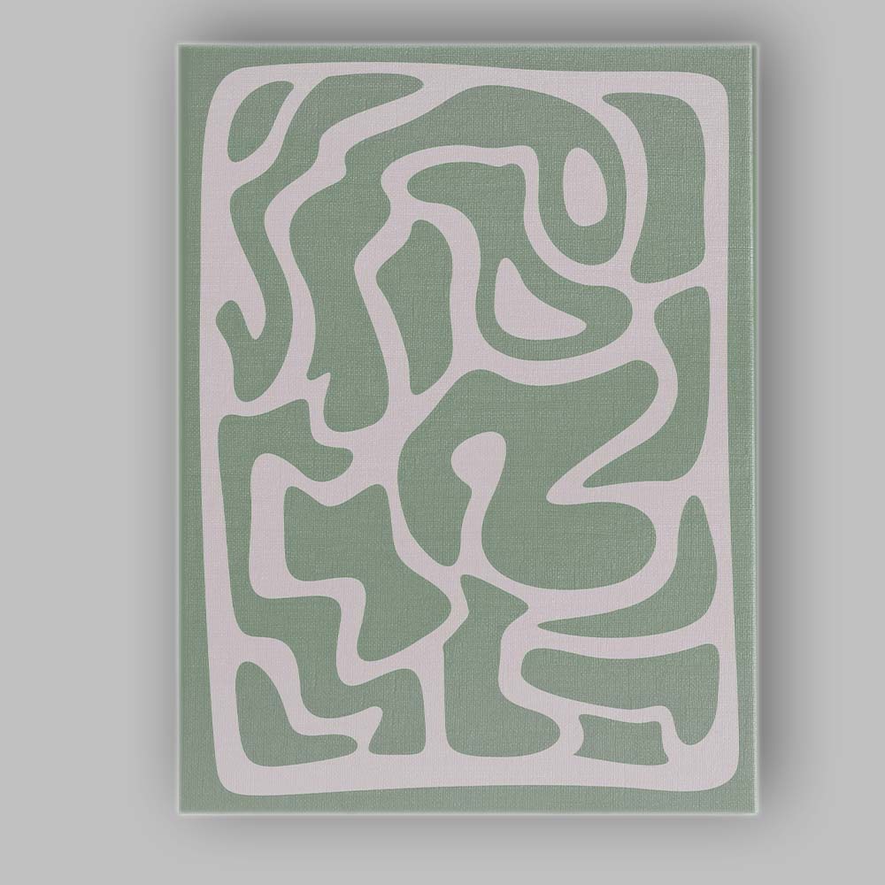 Sage Green Organic Abstract Wavy Shapes Minimalist Canvas Wall Art Print Decor Picture Ready to Hang
