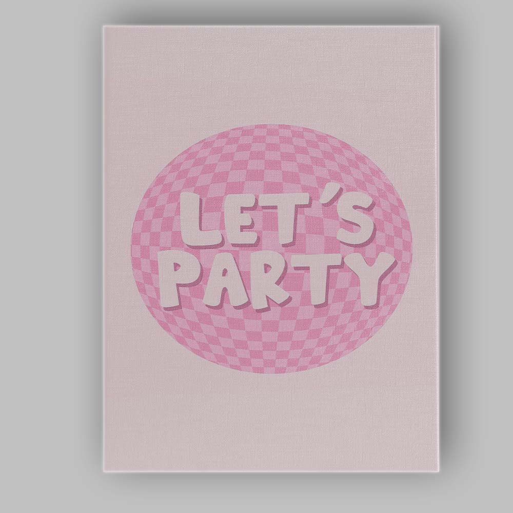 Pink Lets Party Disco Ball Typography Canvas Wall Art Print Decor Picture Ready to Hang