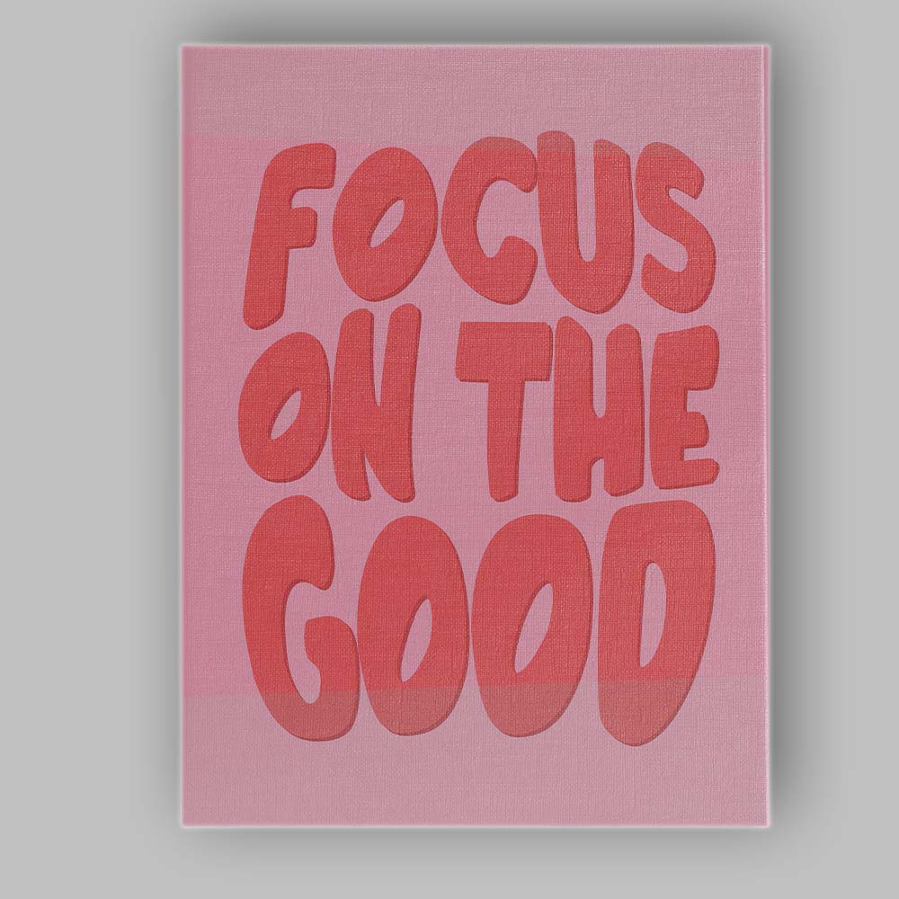 Coral Focus On The Good Motivational Typography Canvas Wall Art Print Decor Picture Ready to Hang