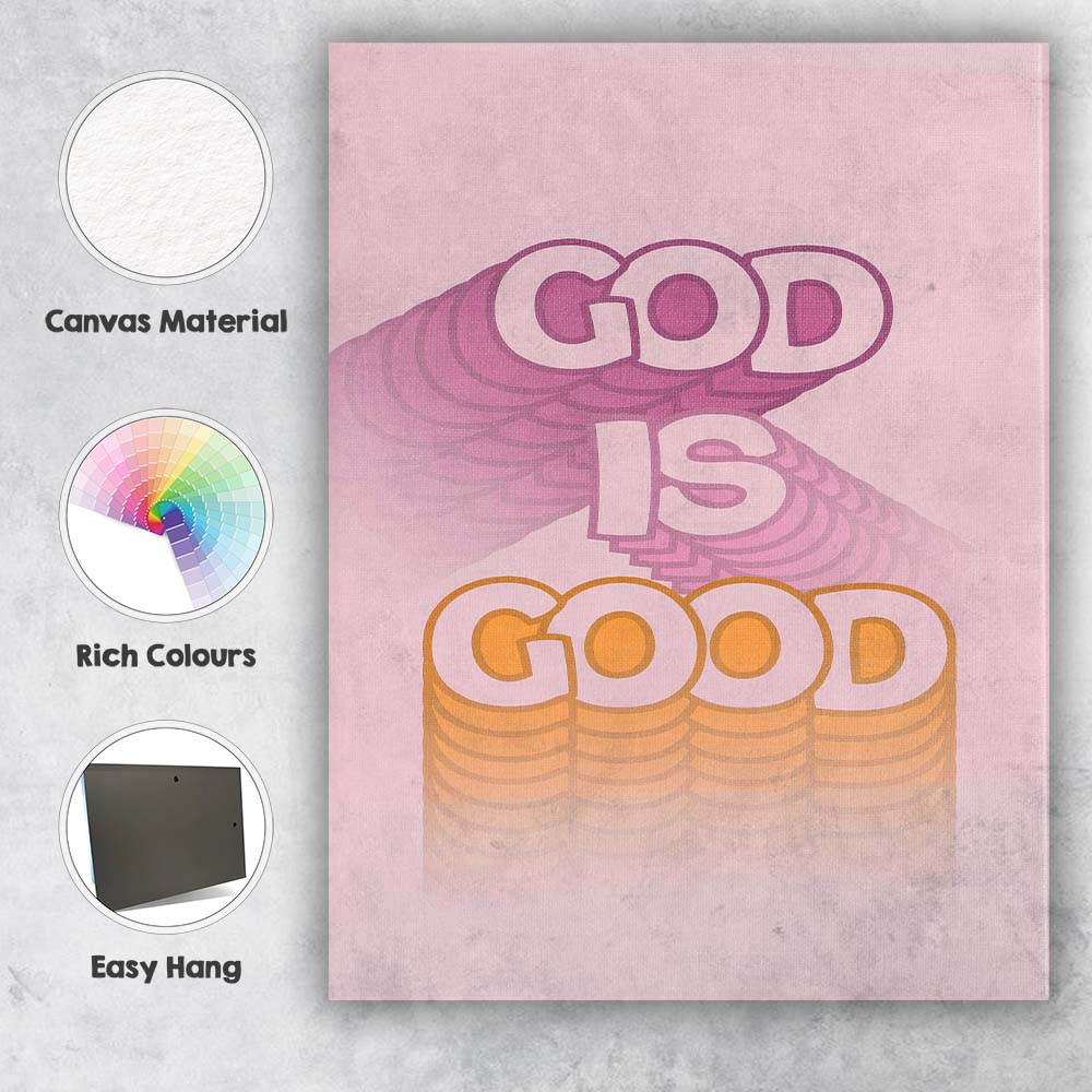 God Is Good Layered Typography Inspirational Christian Quote Canvas Wall Art Print Decor Picture Ready to Hang