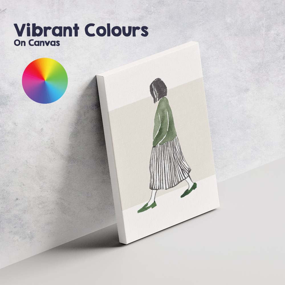 Minimalist Watercolour Walking Woman Fashion Illustration Canvas Wall Art Print Decor Picture Ready to Hang