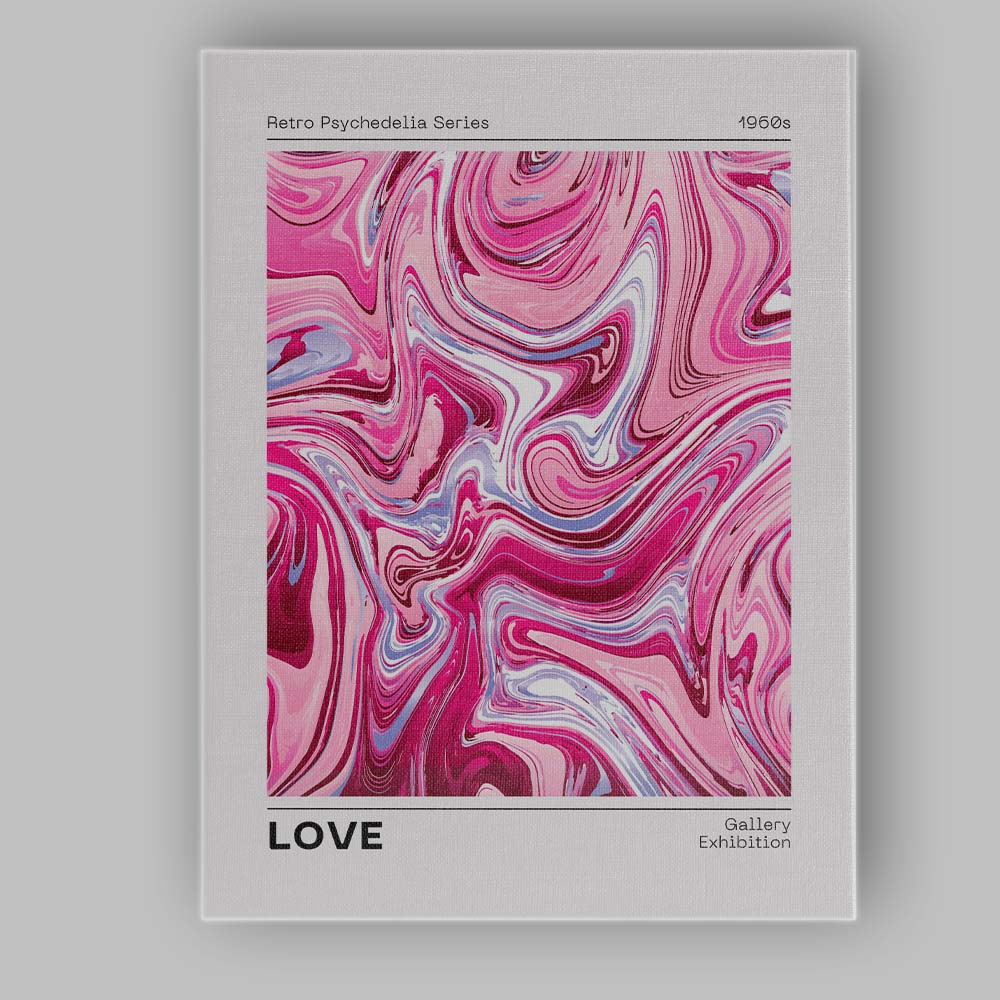 Retro Pink Psychedelic Marble Abstract Swirl Love Canvas Wall Art Print Decor Picture Ready to Hang