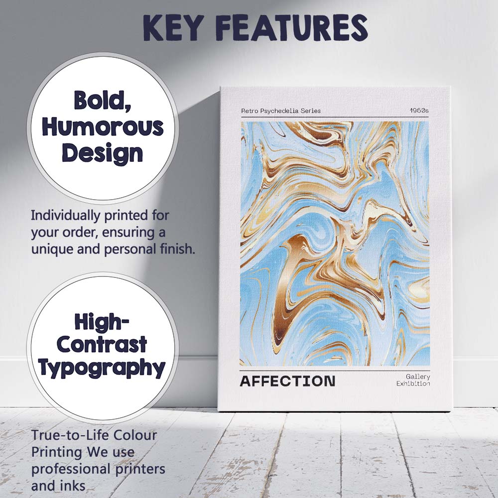 Pastel Blue Gold Marble Abstract Fluid Art Canvas Wall Art Print Decor Picture Ready to Hang