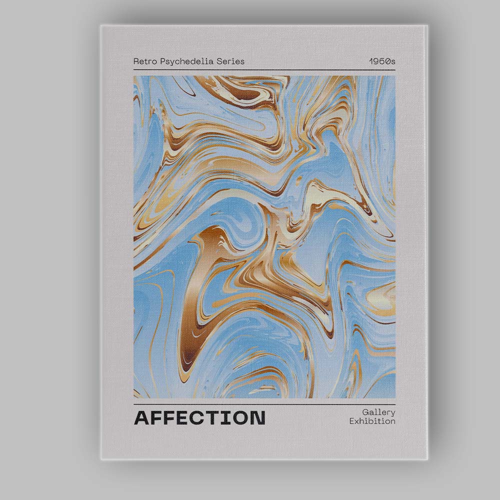 Pastel Blue Gold Marble Abstract Fluid Art Canvas Wall Art Print Decor Picture Ready to Hang