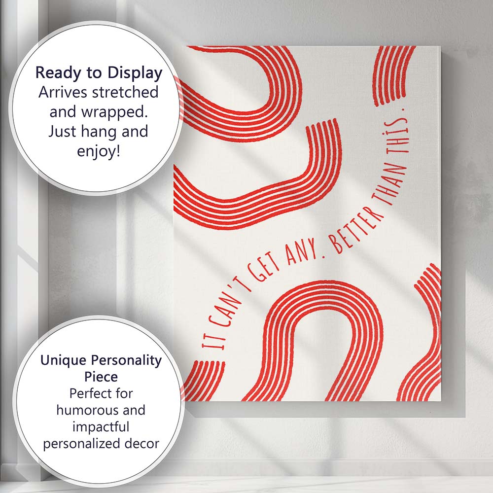 Minimalist Red Curved Line Motivational Quote Abstract Canvas Wall Art Print Decor Picture Ready to Hang