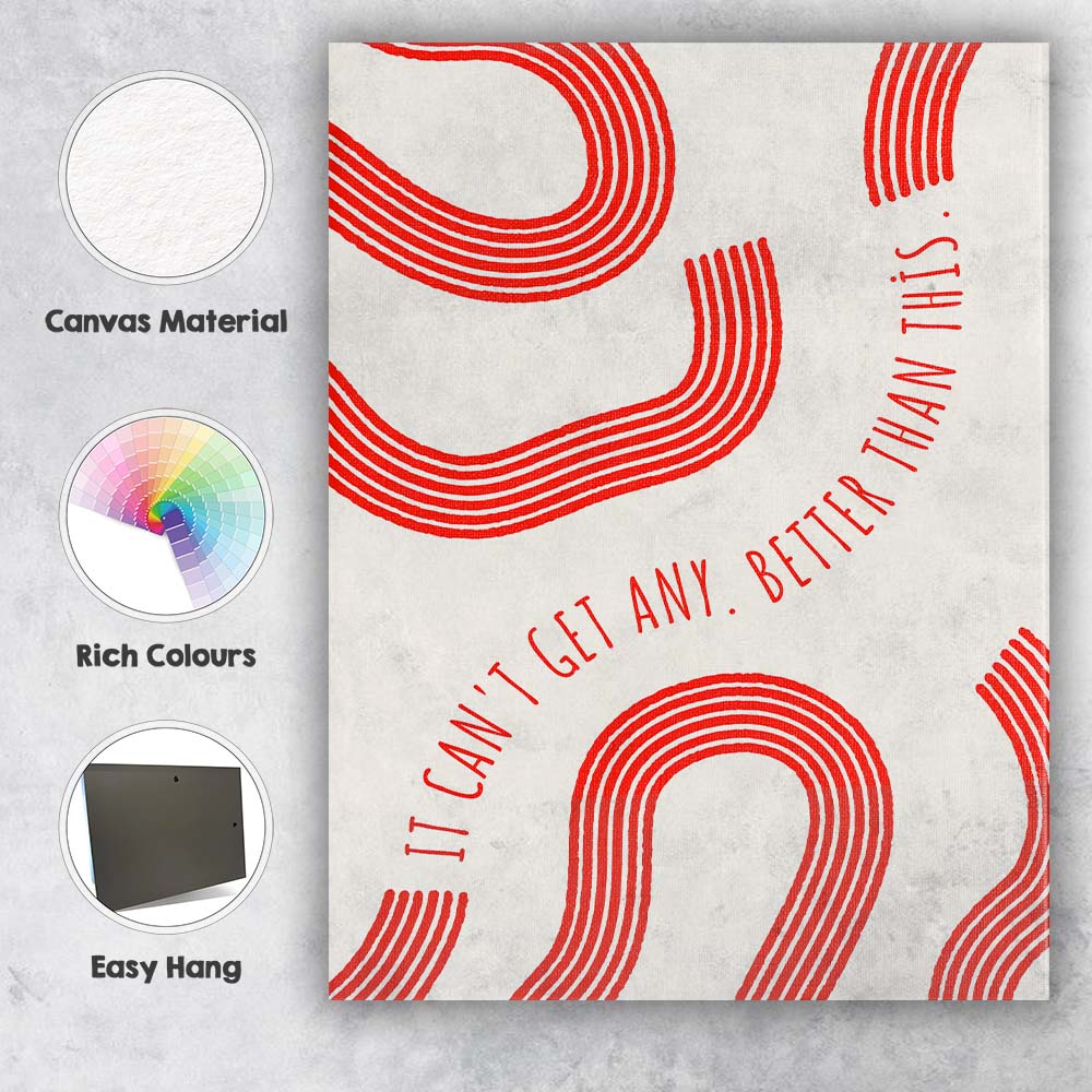 Minimalist Red Curved Line Motivational Quote Abstract Canvas Wall Art Print Decor Picture Ready to Hang