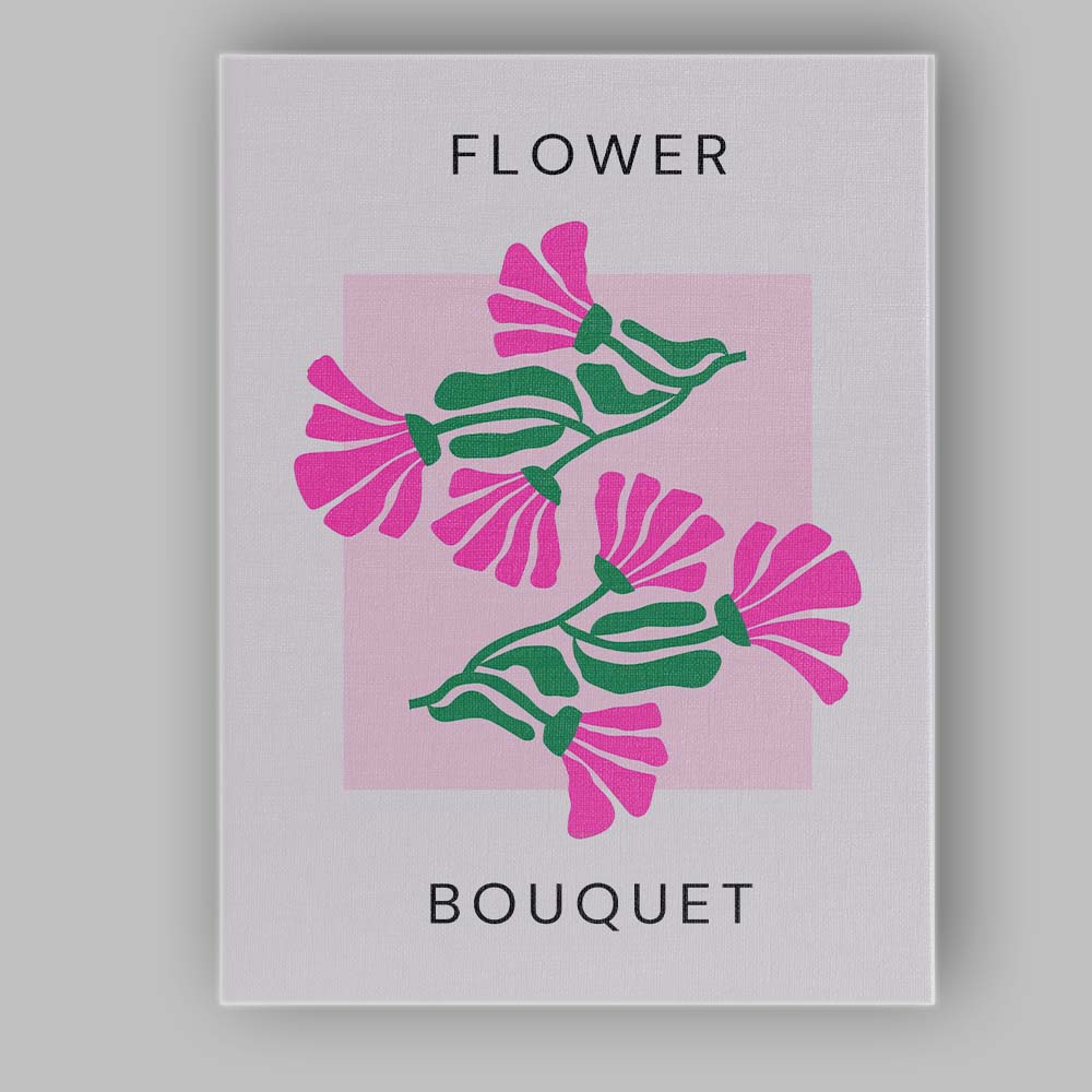 Modern Pink Floral Bouquet Minimal Botanical Canvas Wall Art Print Decor Picture Ready to Hang