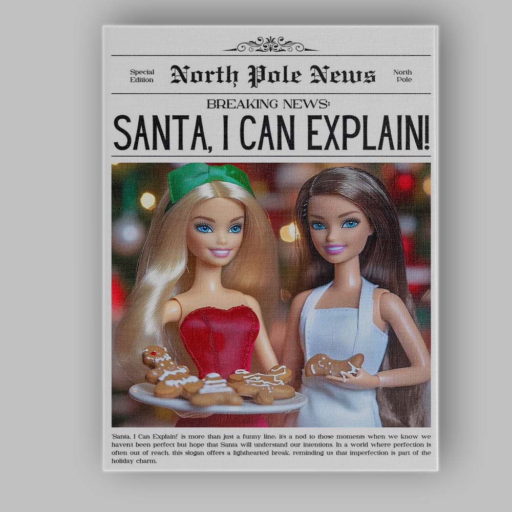 Santa I Can Explain Funny Christmas Newspaper Cover Canvas Wall Art Print Decor Picture Ready to Hang